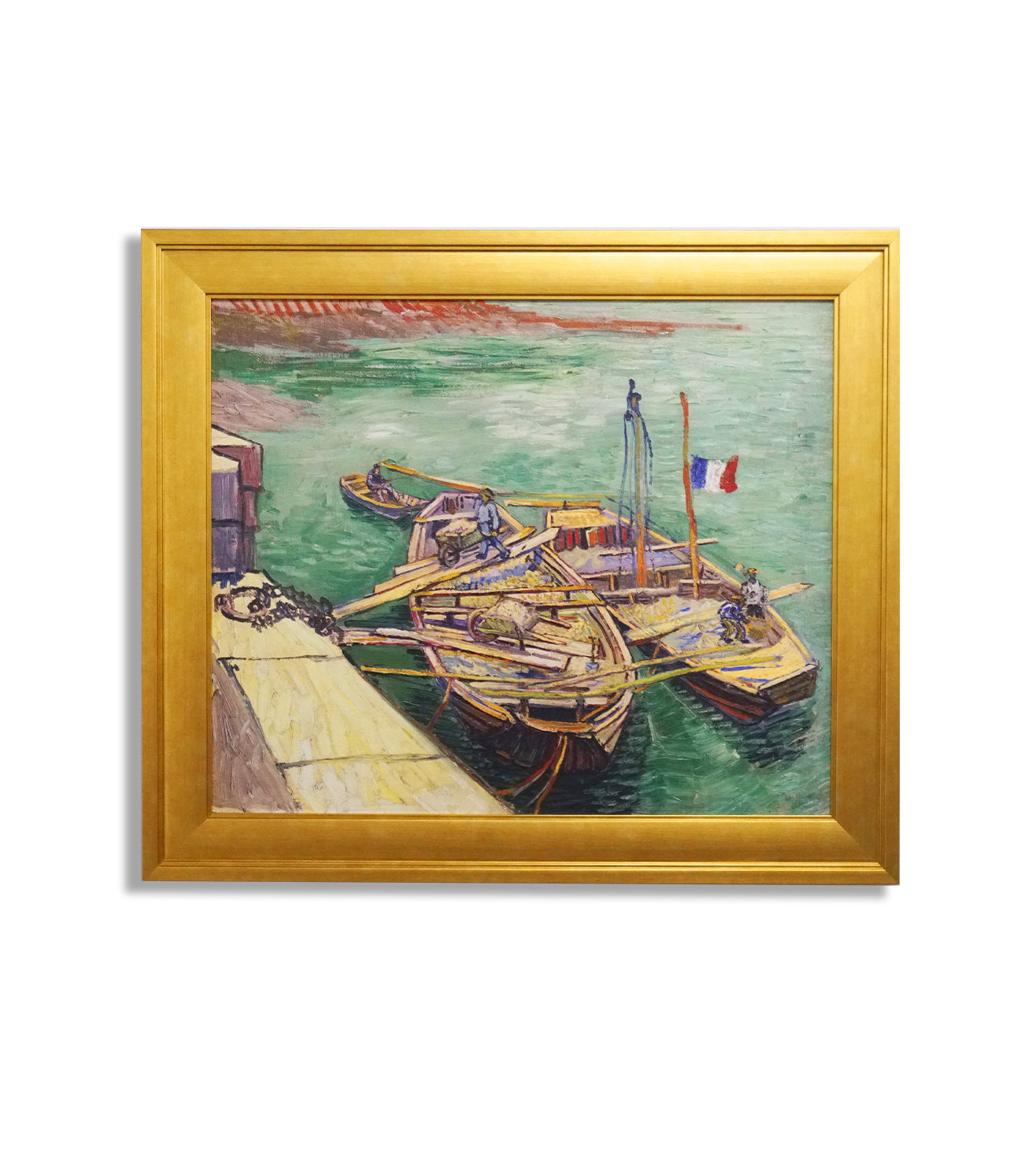 Quay With Men Unloading Sand Barges by Vincent Van Gogh