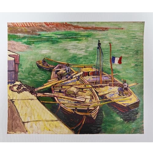 Quay With Men Unloading Sand Barges - 1