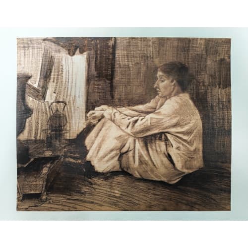 Sien with Cigar Sitting on the Floor near Stove - 1