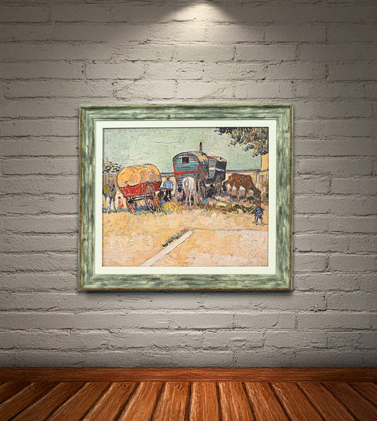 Encampment Of Gypsies With Caravans by Vincent Van Gogh