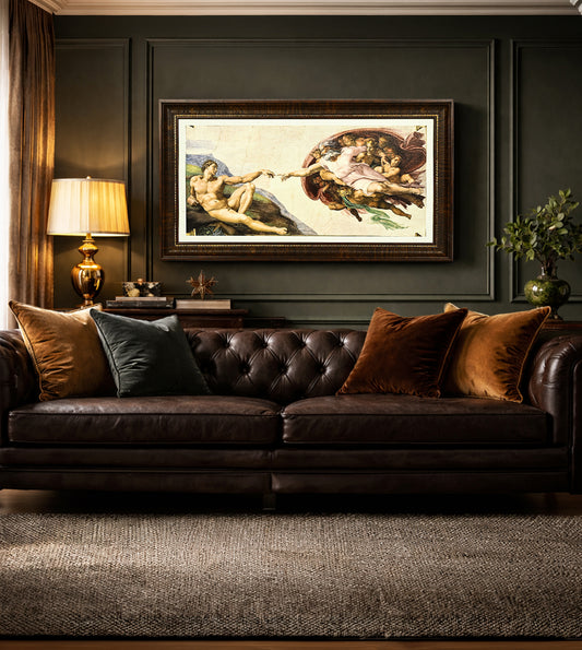 The Creation of Adam perspective by Michaelangelo