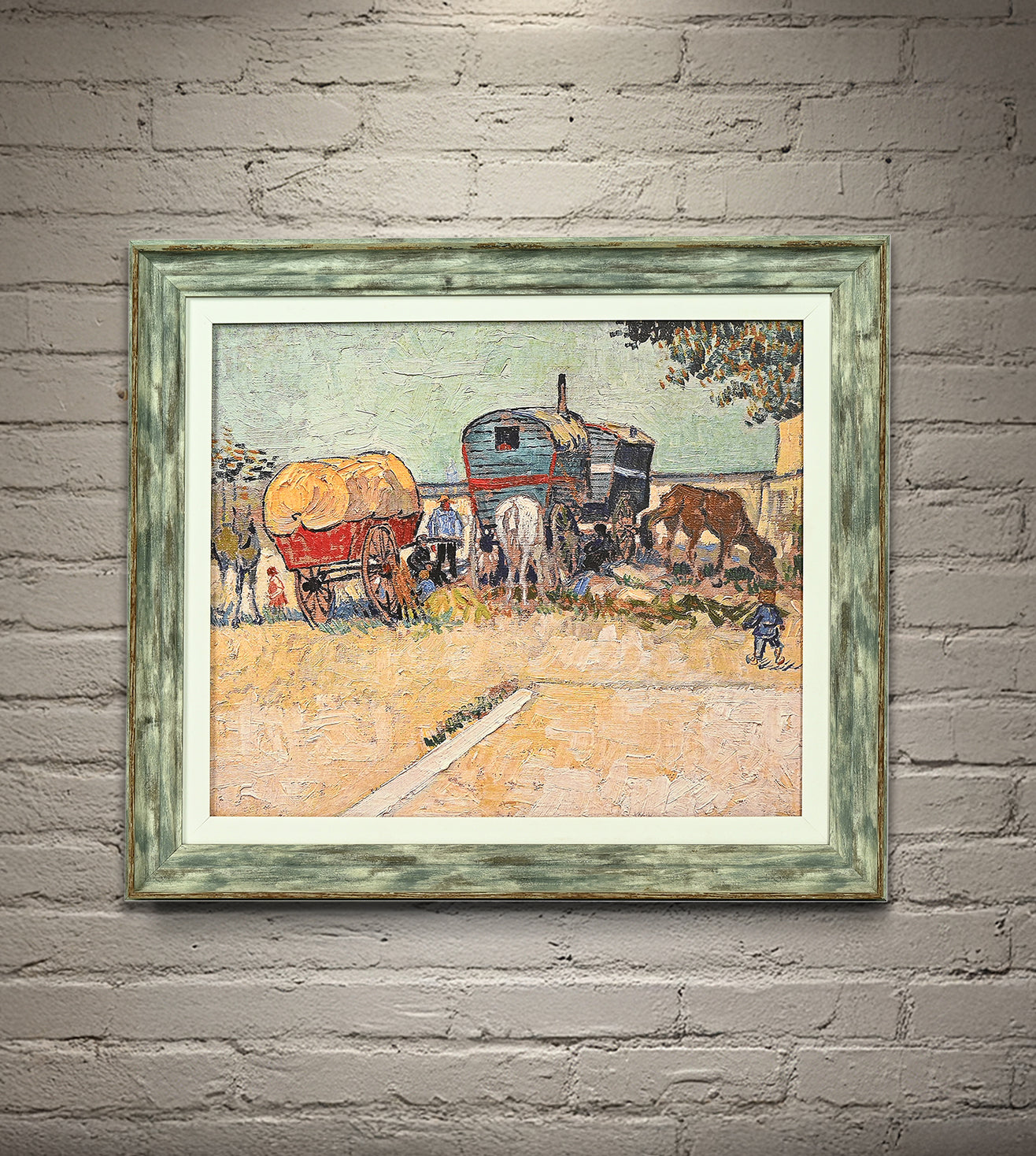 Encampment Of Gypsies With Caravans by Vincent Van Gogh
