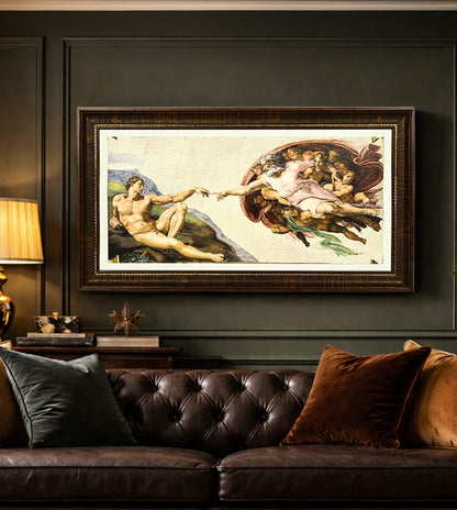 The Creation of Adam perspective by Michaelangelo
