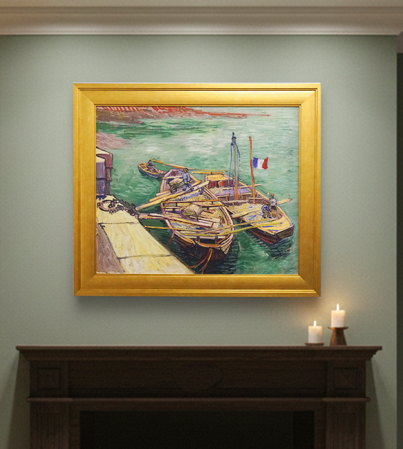 Quay With Men Unloading Sand Barges by Vincent Van Gogh