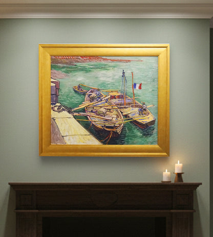 Quay With Men Unloading Sand Barges by Vincent Van Gogh