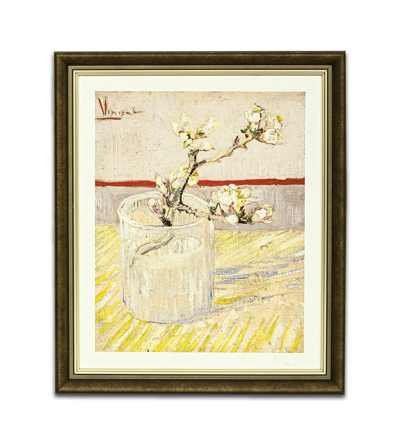 Sprig of Flowering Almond in a glass by Vincent Van Gogh