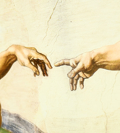The Creation of Adam perspective by Michaelangelo