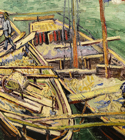 Quay With Men Unloading Sand Barges by Vincent Van Gogh