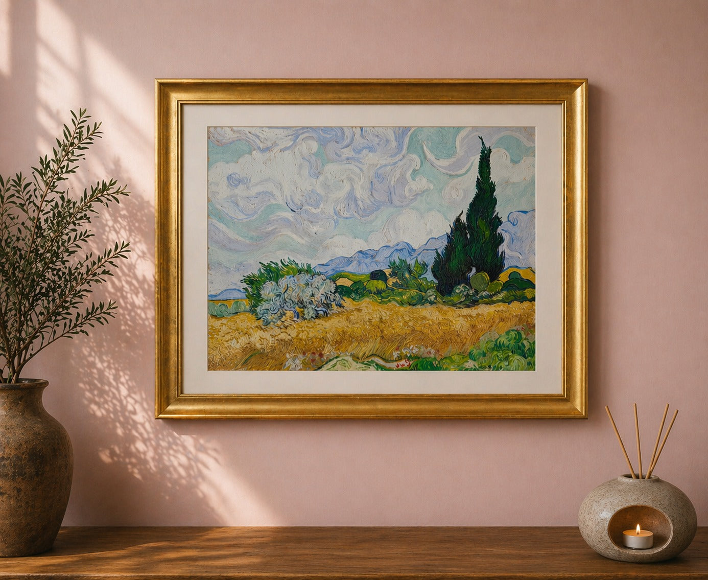A Wheatfield with Cypresses by Vincent Van Gogh