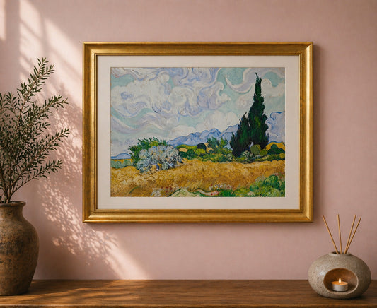 A Wheatfield with Cypresses by Vincent Van Gogh