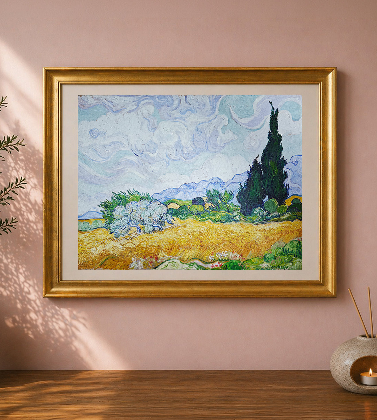 A Wheatfield with Cypresses by Vincent Van Gogh