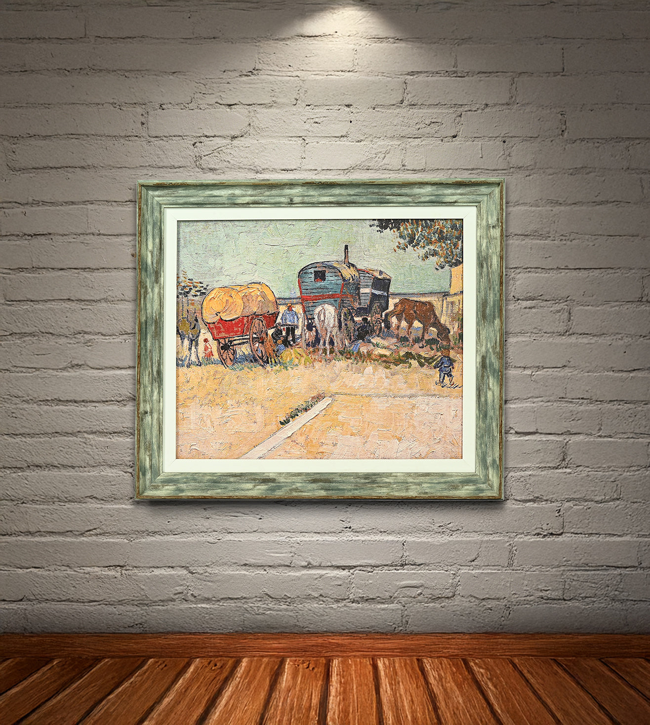 Encampment Of Gypsies With Caravans by Vincent Van Gogh